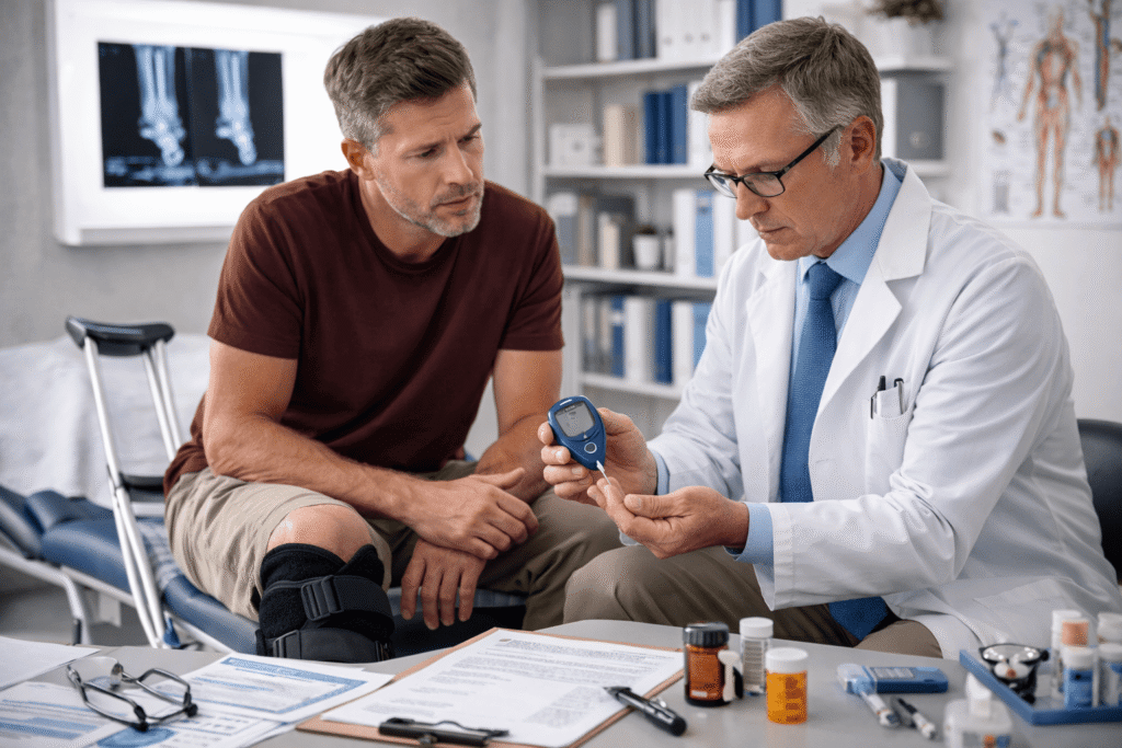 Doctor and patient discuss diabetes management