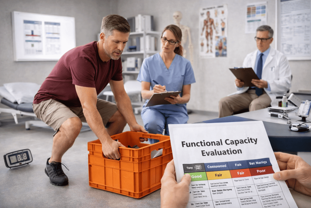 Functional capacity evaluation in progress